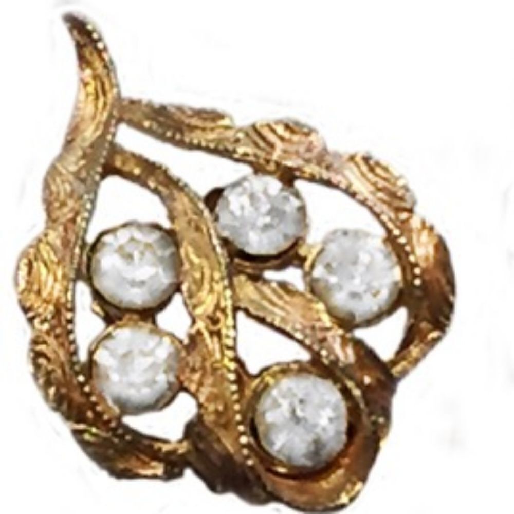 DETAILED GOLDTONE CRYSTAL OPEN WORK CORO VTG CLIPS